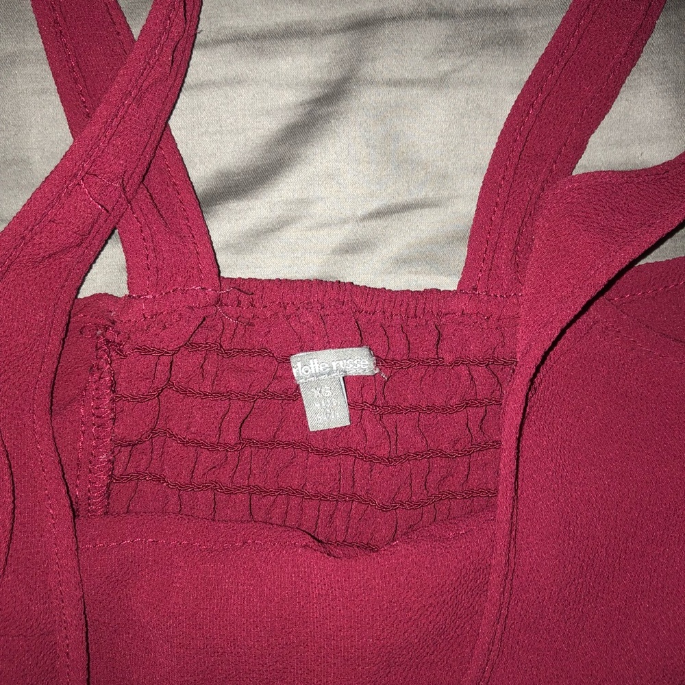 Maroon Ruffle Crop Top - Picture 2 of 3